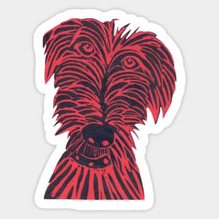 Dog. Scruffy Mutt, Red Sticker